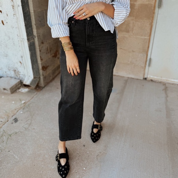 Pistola Eli high rise washed black arched leg barrel jeans - Picture 2 of 12